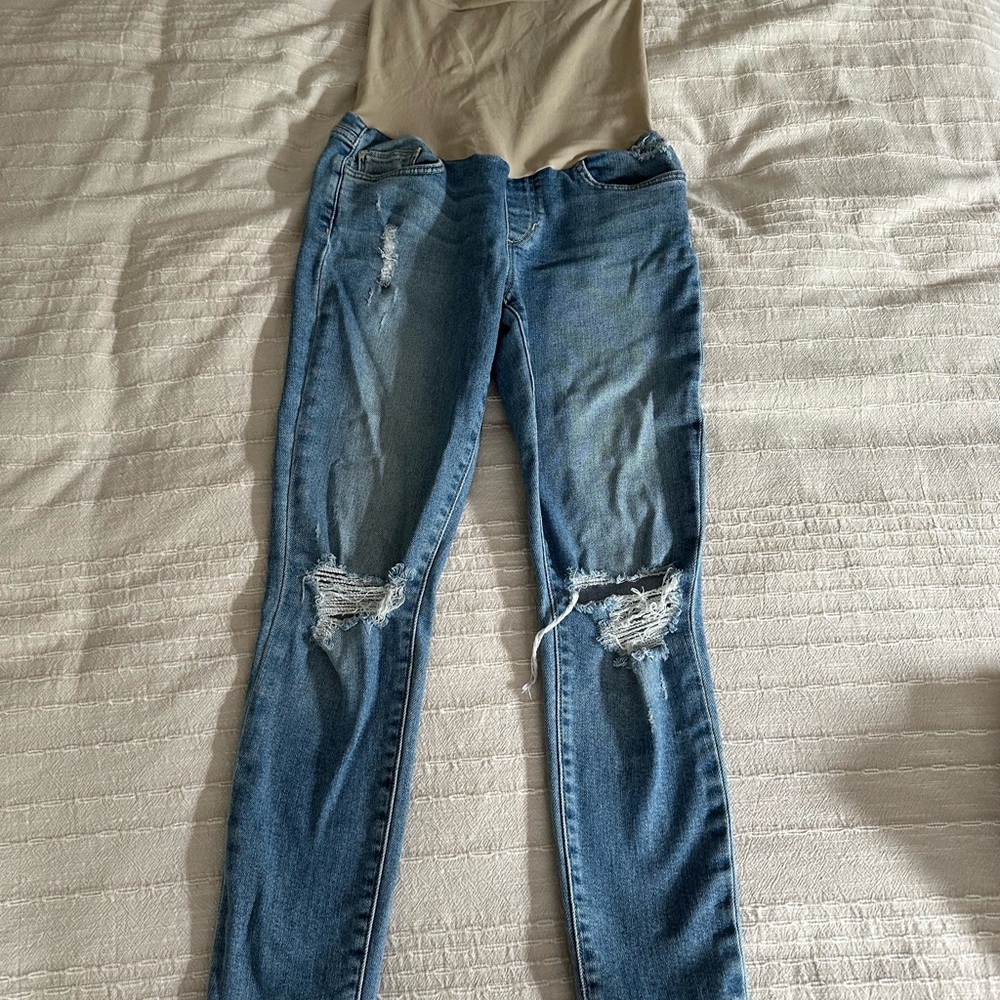 Joe's Jeans Maternity Skinny Ripped Light Blue Denim